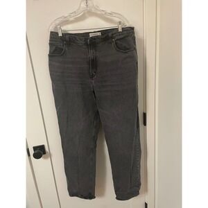 Abercrombie Fitch Curve Love Ultra High Rise 90s Straight Jeans Charcoal Grey 16